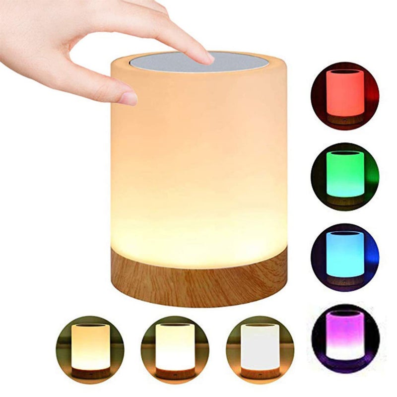ROYFACC Night Light Touch Sensor Lamp Bedside Table Lamp for Kids Bedroom Rechargeable Dimmable Warm White Light and RGB Color Changing - Image 1